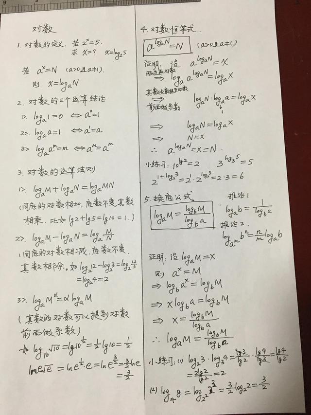 对数函数运算公式