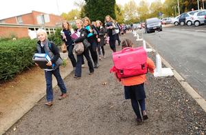 The child that goes to school on foot is more not easy and fat