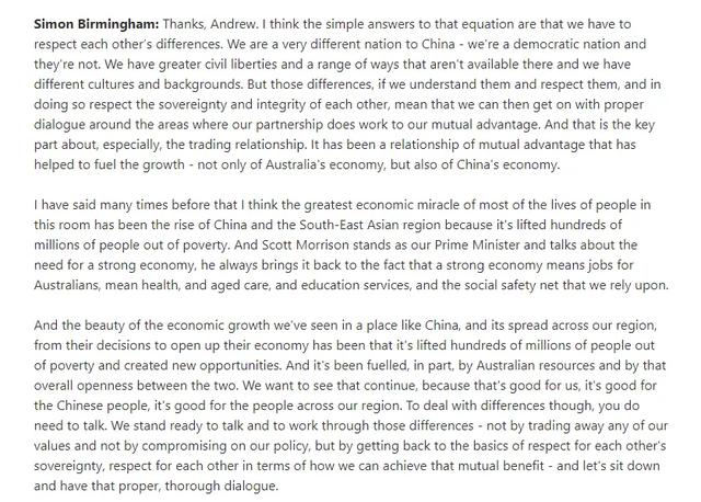 澳部长寻求与中国对话，“解决分歧，需要交流！”贸易局势不明朗，专家：与中国经济脱钩对澳不利