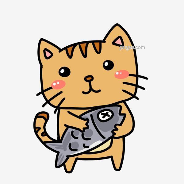 可爱小猫吃鱼插画png搜索网 精选免抠素材 透明png图片分享下载 Pngss Com