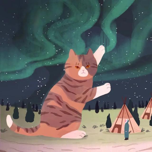 超巨的萌系插画韩国插画师笔下的巨型猫咪