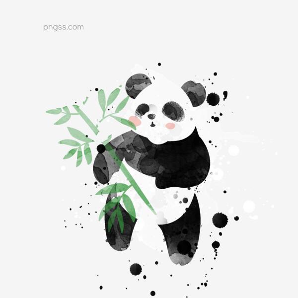 水墨动物熊猫原创手绘水彩风水墨溅开墨迹png搜索网 精选免抠素材 透明png图片分享下载 Pngss Com