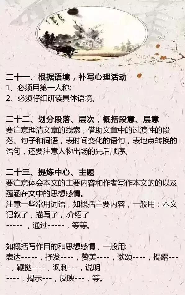 阅读理解的24个万能答题公式