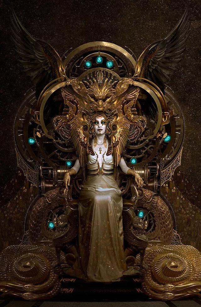 nekro作品风格阴郁黑暗,多用强烈对比的黑色及红色,蓝色等.