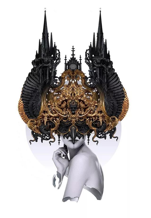 西班牙数字艺术家nekro阴郁黑暗华丽诡异的巴洛克设计风格