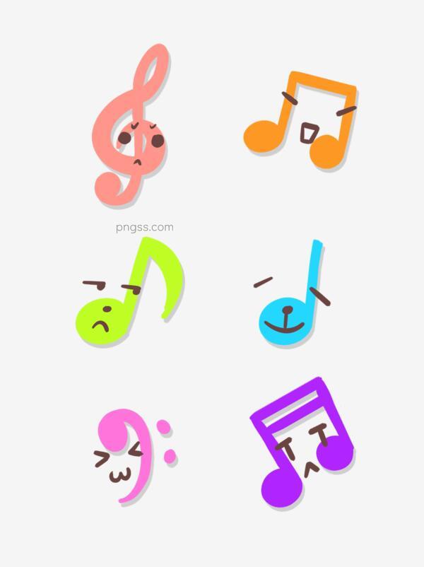 手绘卡通可爱彩色音符音乐符号可商用png搜索网 精选免抠素材 透明png图片分享下载 Pngss Com