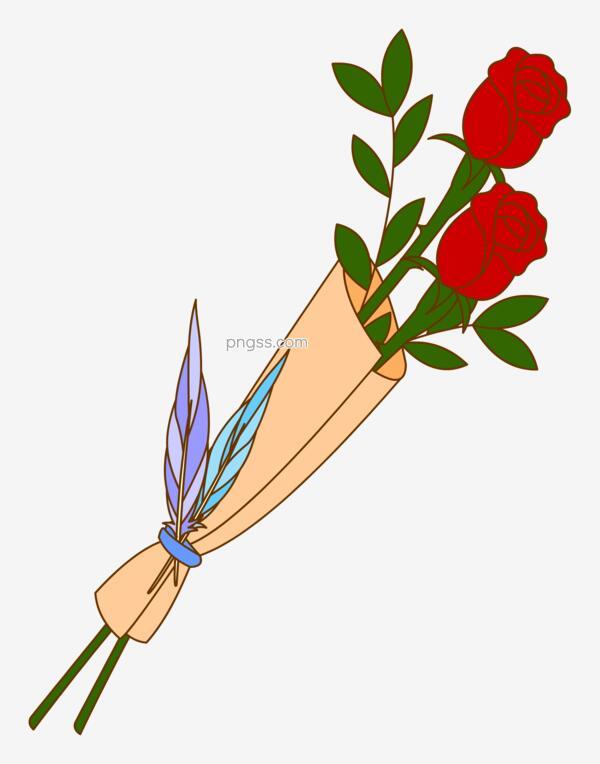 卡通玫瑰花羽毛装饰花束免抠图png搜索网 精选免抠素材 透明png图片分享下载 Pngss Com