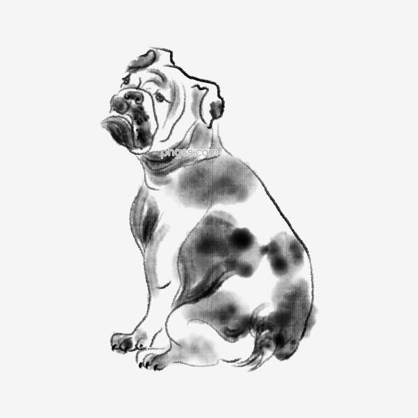坐立的小狗水墨画设计png搜索网 精选免抠素材 透明png图片分享下载 Pngss Com