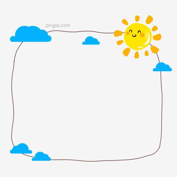 可爱卡通太阳云朵边框手绘插画png搜索网 精选免抠素材 透明png图片分享下载 Pngss Com