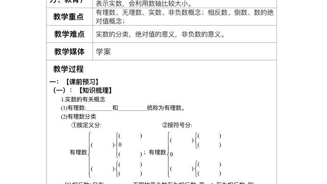 初一数学复习教案精选